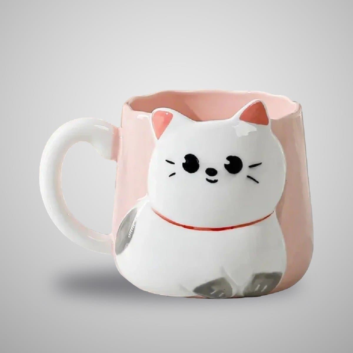 Taza de cerámica con gatito en relieve, 500 ml, toma de estudio