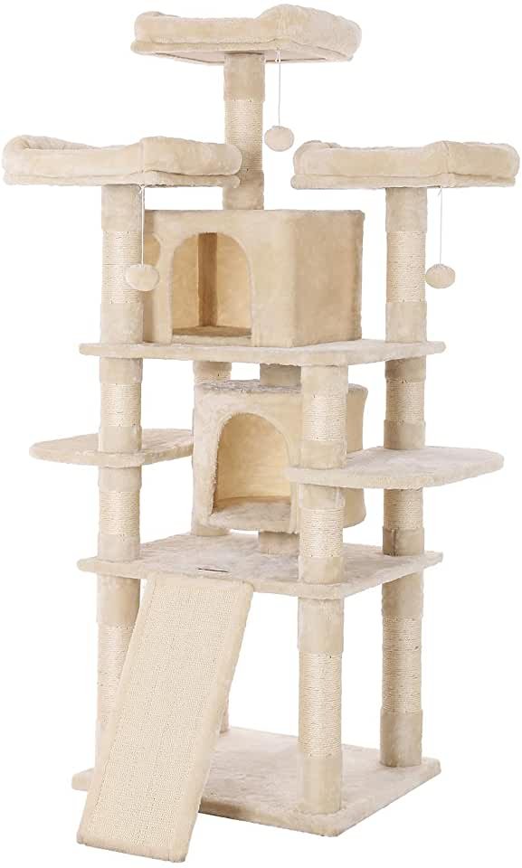 Arbol para gatos grandes de 67 pulgadas con perchas acogedoras