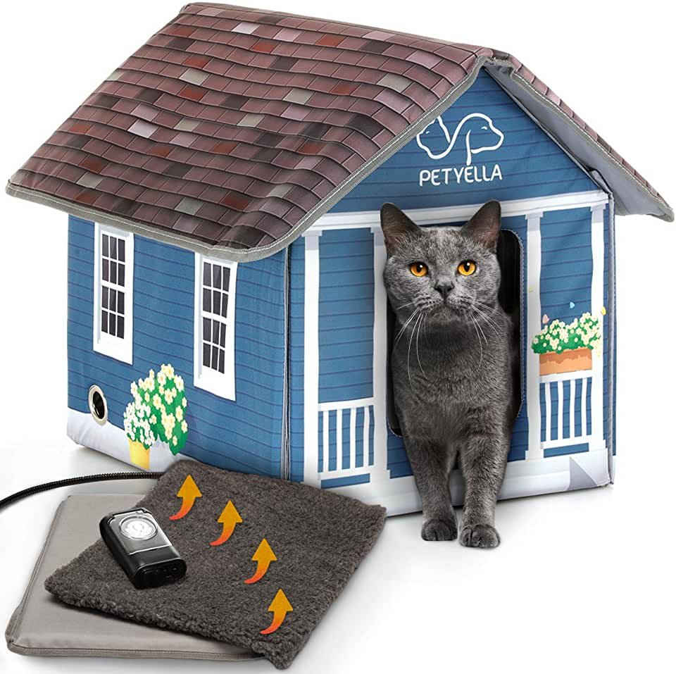 PETYELLA - Casa para gatos climatizada en invierno para gatos al aire libre