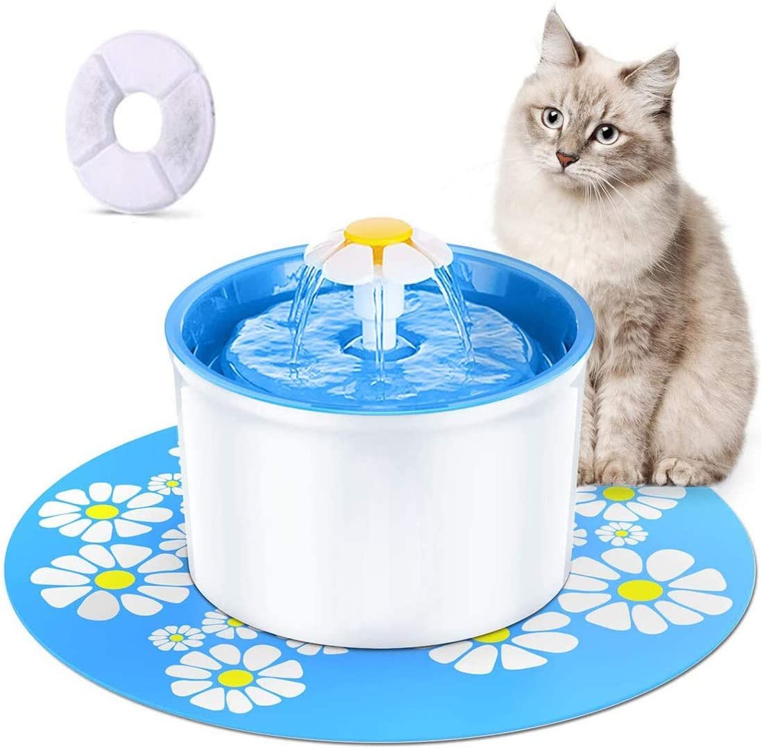 Bebedero Chico para Perros，Gato，Mini Filtro de Fuente, Minifuente de Agua，Flower Water Fountain con 1 filtros de carbón de Intercambio，Proporciona Agua filtrada Fresca para su Mascota