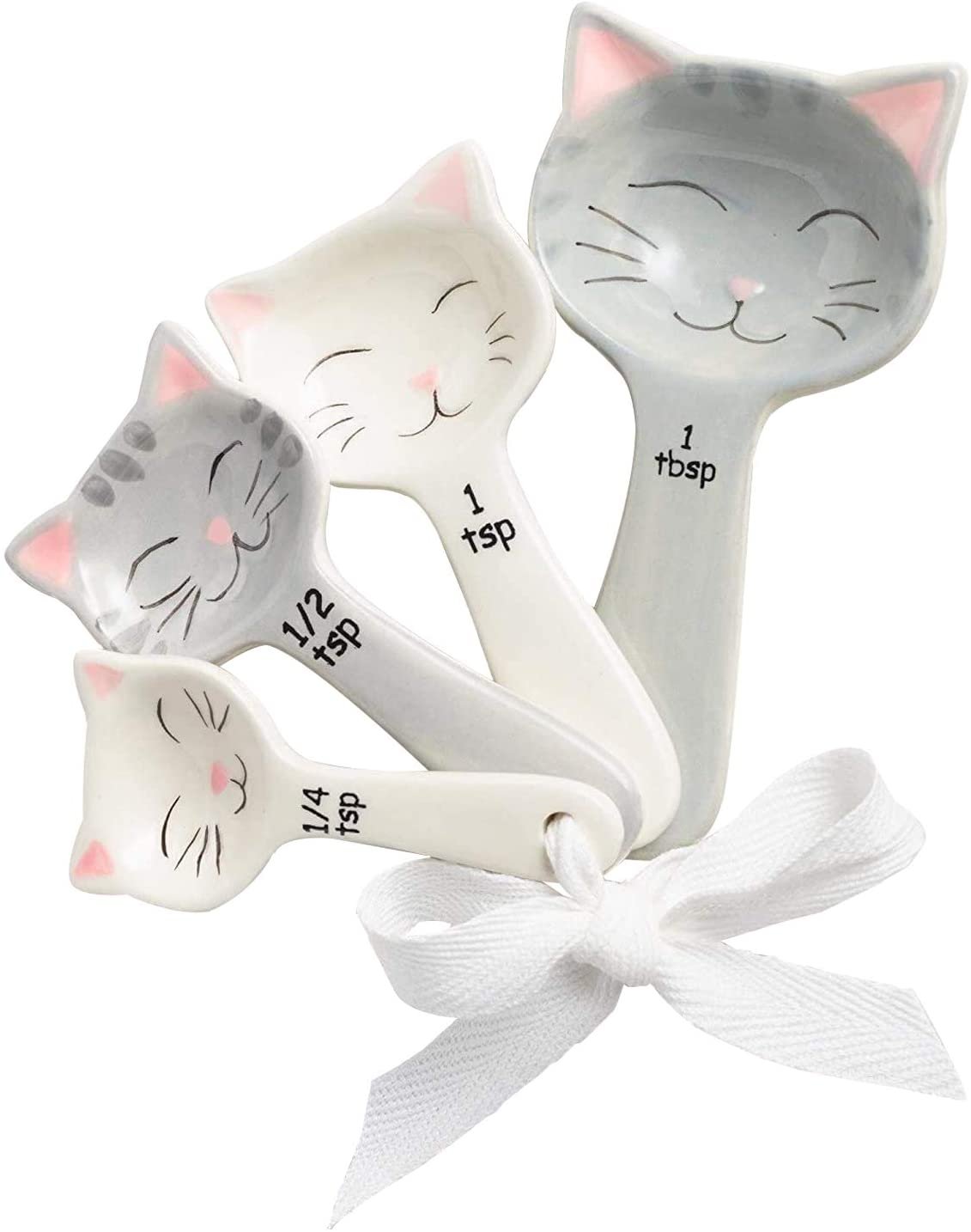 cucharas de ceramico con gatos medidoras