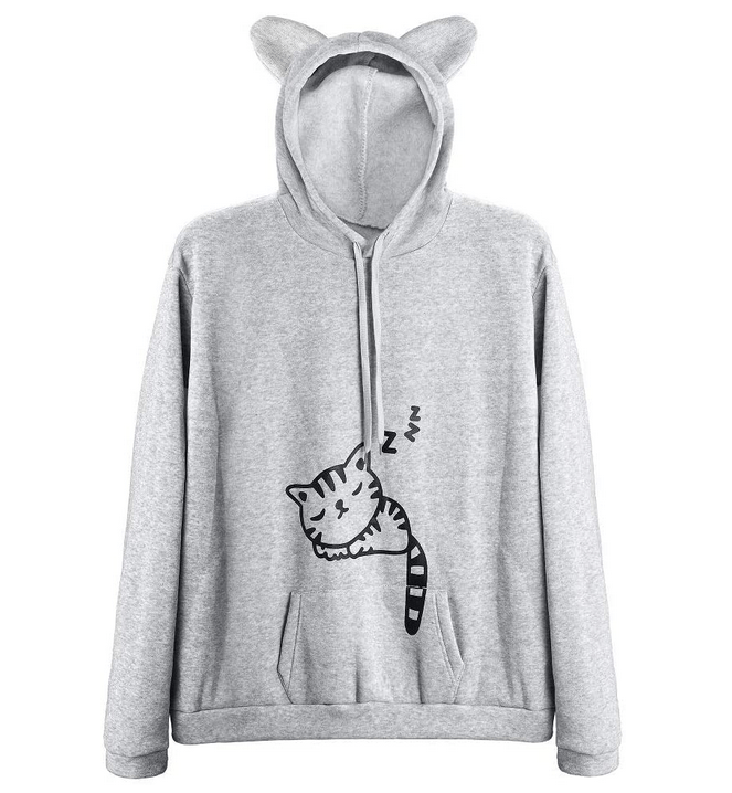 sudadera gris de gato