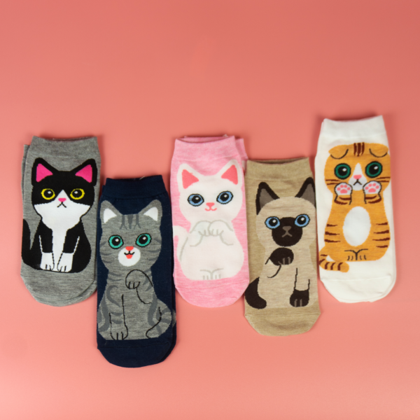 Calcetines Tobilleros de Gato 5 pares