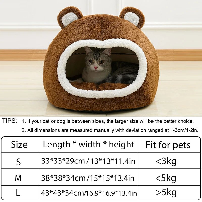 Cama divertida para gatos, casa cálida para mascotas, tumbona suave y larga de felpa para gatitos, cojín, tienda para perros pequeños, camas cueva para acogedoras, suministros de alfombrilla para casa de gato