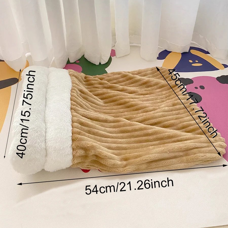 Saco de dormir de invierno para gatos, saco de gato de felpa suave, 360 °   Cama envolvente para gatos, cama nido sin carga y lavable para gatos de interior y perros pequeños